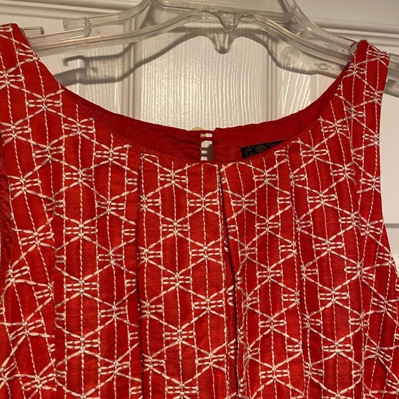 Tracy Reese Ablaze Fit & Flare Cumberbund Dress Orange Red Zipper Sleeveless 4 - Picture 14 of 14
